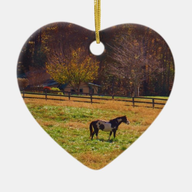 Painted Horse in the Distance Ceramic Ornament (Front)