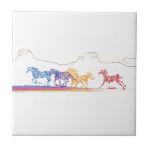 Painted Horses in the Painted Desert Tile