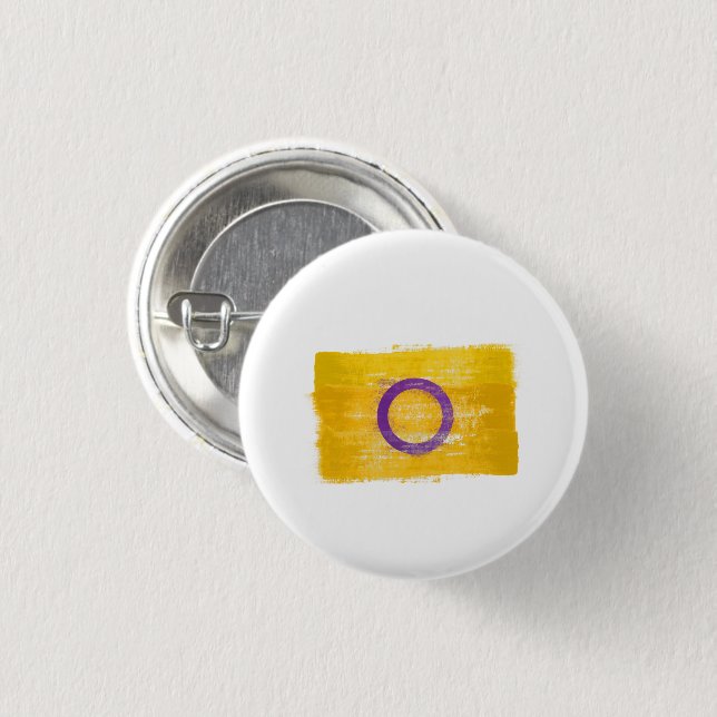 PAINTED INTERSEX PRIDE 1 INCH ROUND BUTTON (Front & Back)