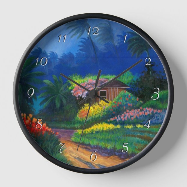 Painted Island Shack Round Clock (Front)
