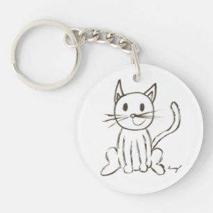 Painted Kitty Acrylic Keychain