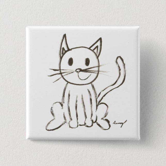 Painted Kitty Square Button (Front)