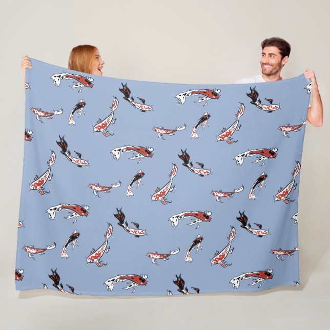Painted Koi Swimming in Pond Fleece Blanket (In Situ)