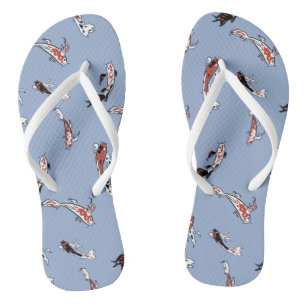 Painted Koi Swimming in Pond Flip Flops