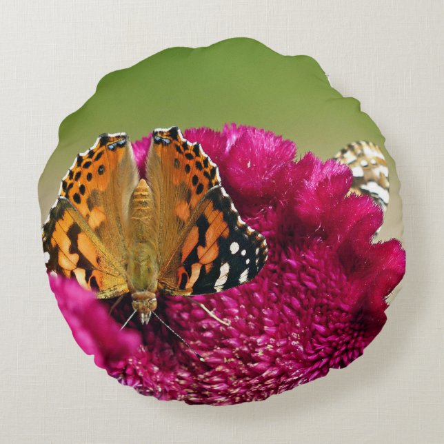 Painted Ladies Round Pillow (Back)