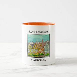 Painted Ladies, San Francisco California Two-Tone Coffee Mug