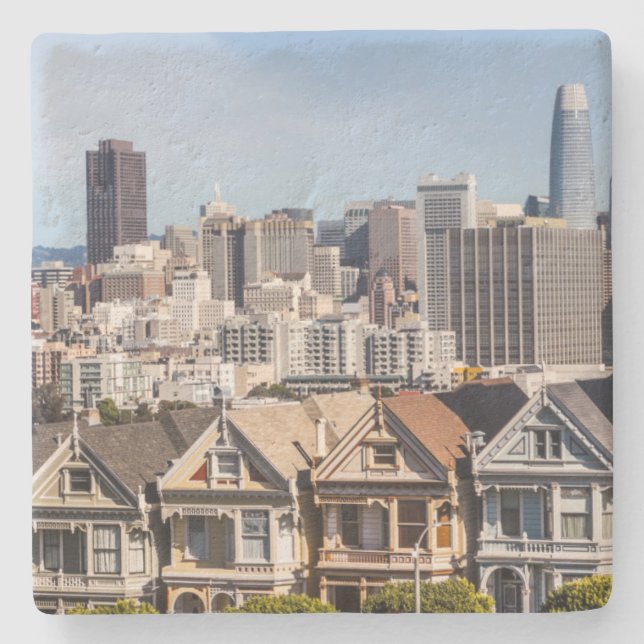 Painted Ladies Victorian Homes in San Francisco Stone Coaster (Front)