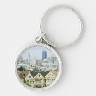 Painted Ladies, Victorian houses and skyline Keychain