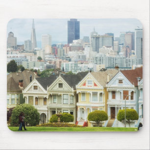 Painted Ladies, Victorian houses and skyline Mouse Pad