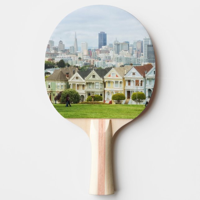 Painted Ladies, Victorian houses and skyline Ping Pong Paddle (Front)
