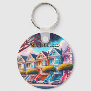 Painted Ladies Victorian  San Francisco Souvenir Keychain