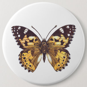 Painted lady butterfly 6 inch round button