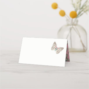 Painted lady butterfly art pink guest place cards