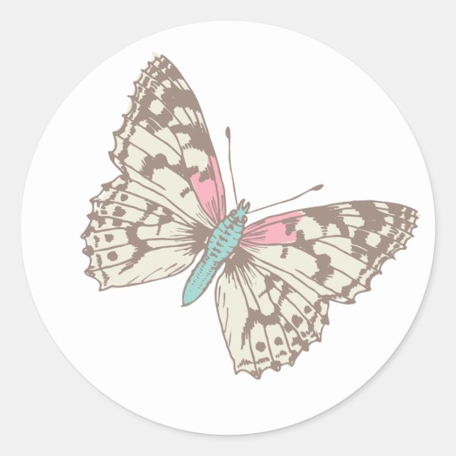 Painted lady butterfly brown pink wedding sticker (Front)