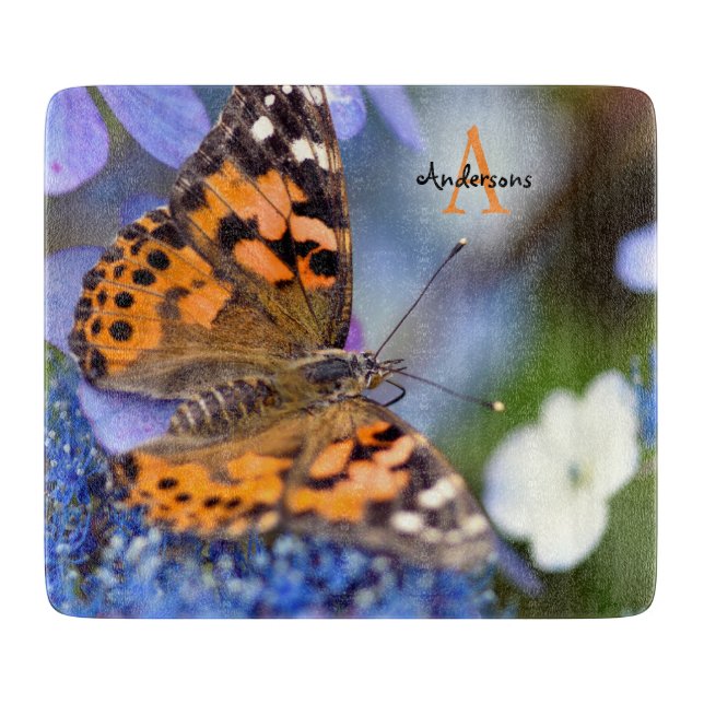 Painted Lady butterfly Glass chopping board (Front)