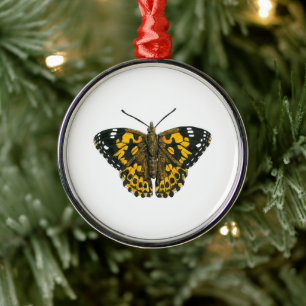 Painted lady butterfly metal ornament