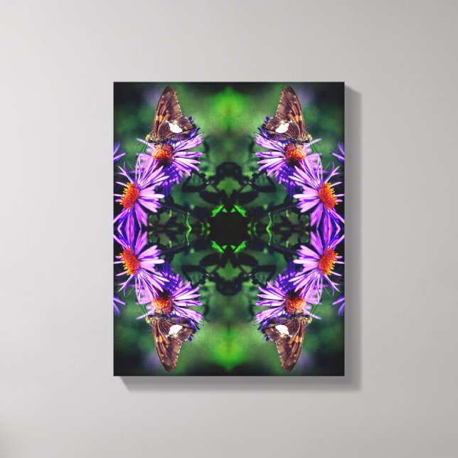 Painted Lady Butterfly On Aster Flower Abstract   Canvas Print (Front)