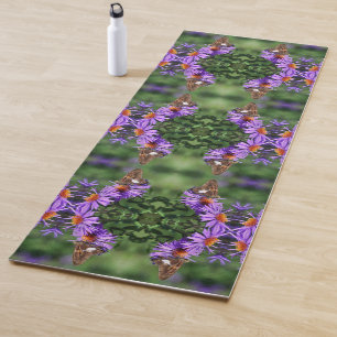 Painted Lady Butterfly On Aster Flower Abstract   Yoga Mat