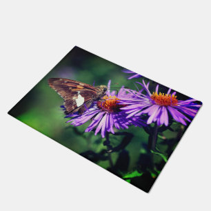 Painted Lady Butterfly On Wild Aster Flower    Doormat