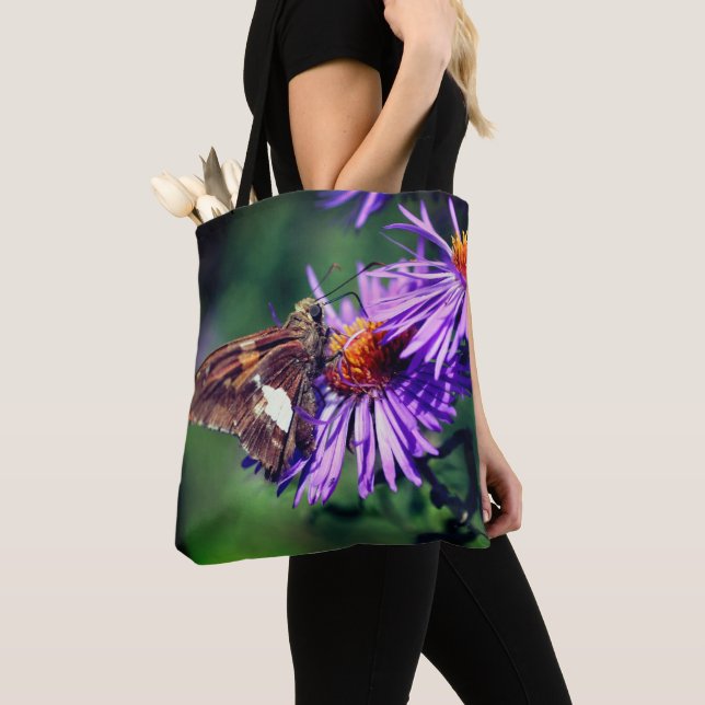 Painted Lady Butterfly On Wild Aster Flower   Tote Bag (Close Up)