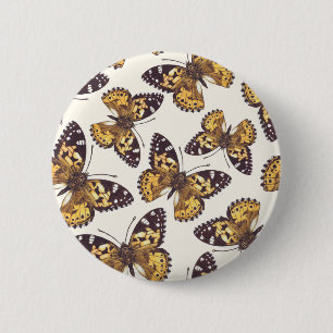 Painted lady butterfly pattern 2 inch round button