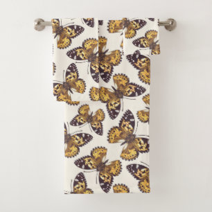 Painted lady butterfly pattern bath towel set