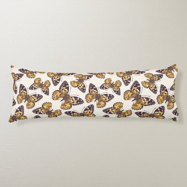 Painted lady butterfly pattern body pillow (Front)