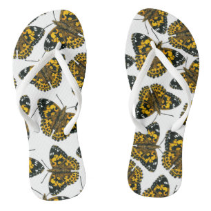 Painted lady butterfly pattern flip flops