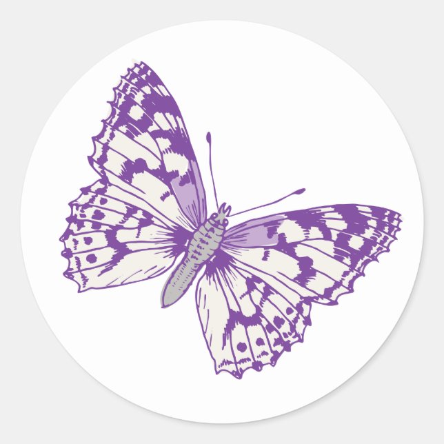 Painted lady butterfly purple grey wedding sticker (Front)