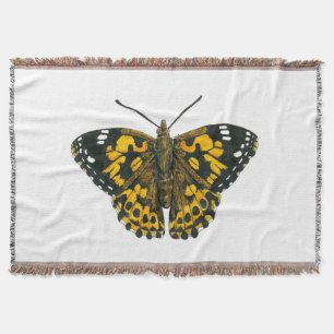 Painted lady butterfly throw blanket