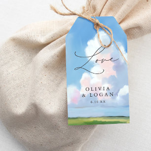 Painted Landscape Blue Sky Cloud Wedding Favor Gift Tags