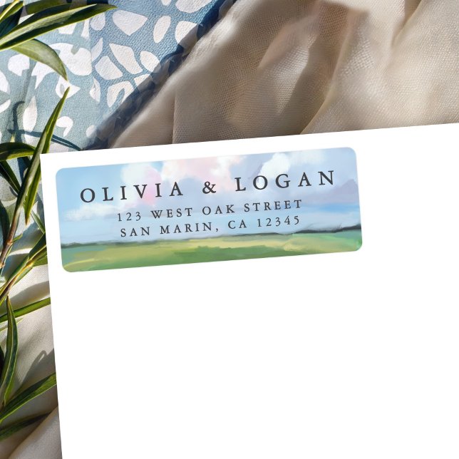 Painted Landscape Sky Cloud Wedding Return Address (Creator Uploaded)