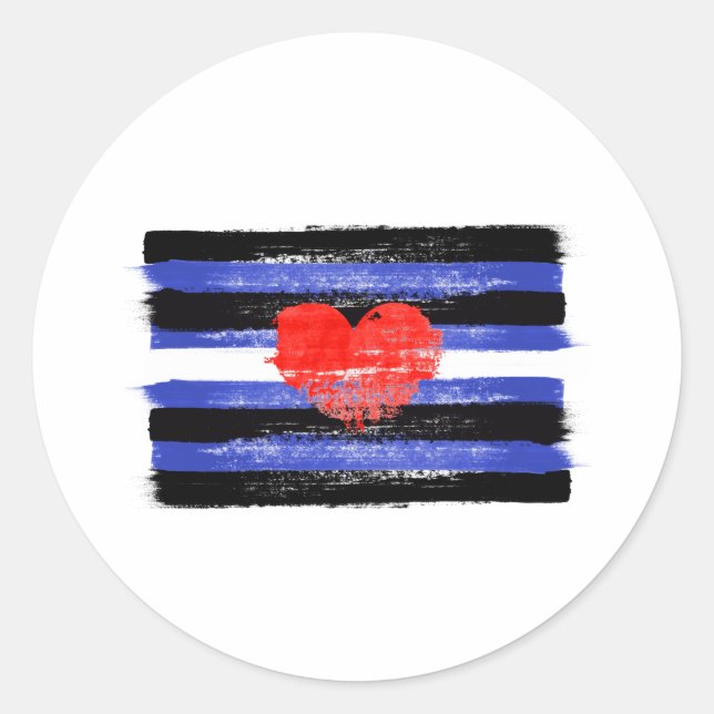PAINTED LEATHER PRIDE FLAG and SYMBOL Classic Round Sticker (Front)