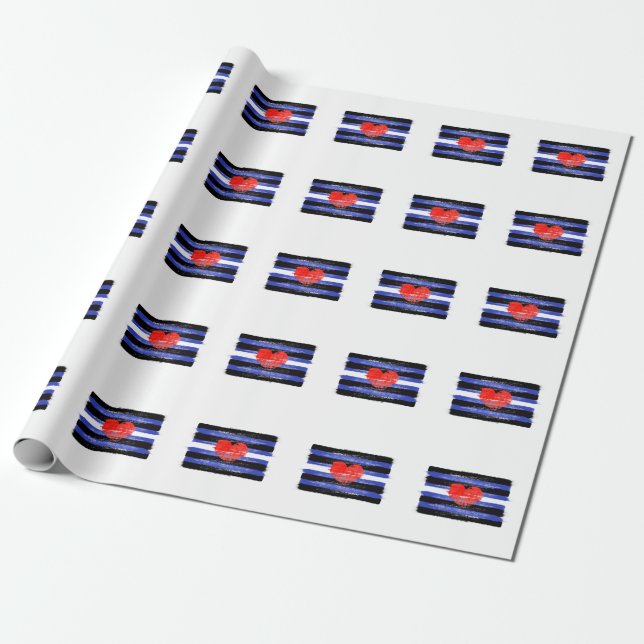 PAINTED LEATHER PRIDE FLAG and SYMBOL Wrapping Paper (Unrolled)