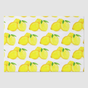 Painted Lemons Yellow Fruit Pattern Watercolor Tissue Paper