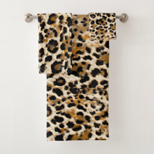 Painted Leopard Bath Towel Set