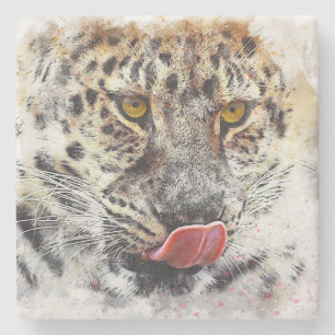 Painted Leopard Print Stone Coaster