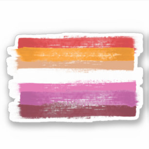 PAINTED LESBIAN PRIDE FLAG SUNSET STRIPES