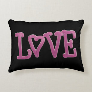 Painted Lettering LOVE Magenta Accent Pillow