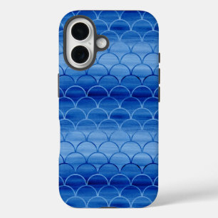 Painted Light to Dark Blue Scale Pattern iPhone 16 Case
