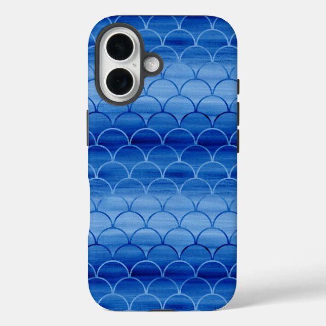 Painted Light to Dark Blue Scale Pattern Case-Mate iPhone Case (Back)