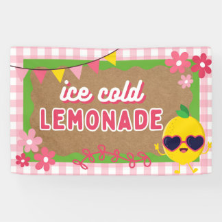 Painted Look Lemonade Stand Banner Pink Gingham