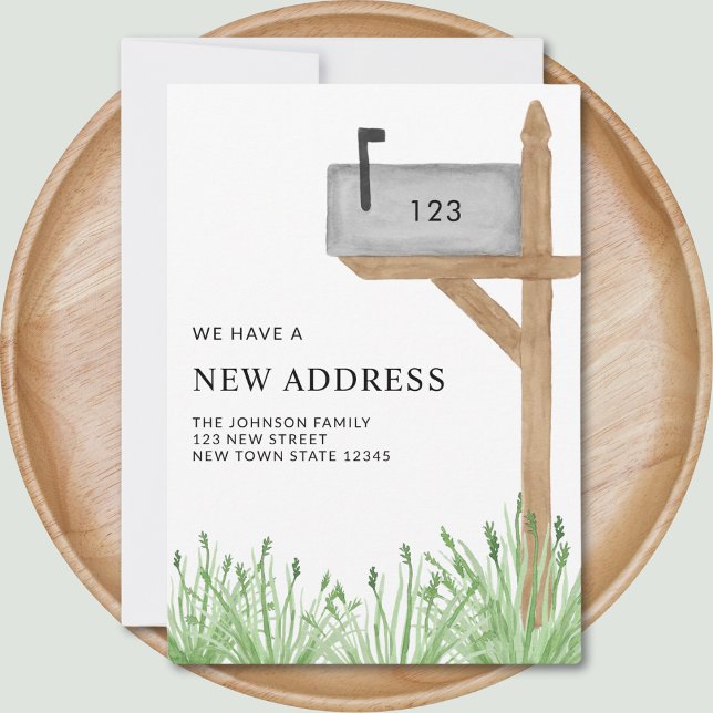 Painted Mailbox Watercolor New Address Moving Announcement (Creator Uploaded)