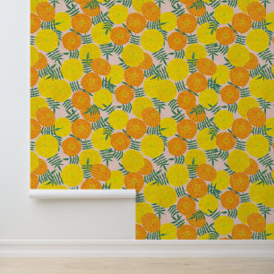Painted Marigold Flowers Wallpaper