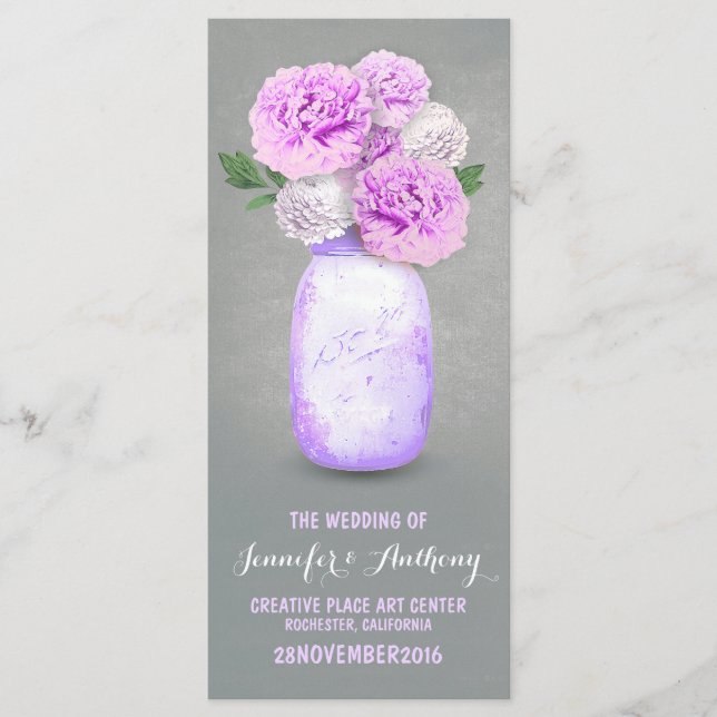 Painted mason jar wedding programs (Front)