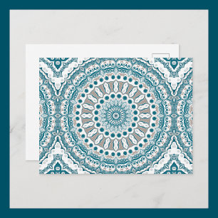 Painted Medallion Pattern in Blue and Grey Postcard