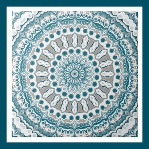 Painted Medallion Pattern in Blue and Grey Tile