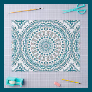 Painted Medallion Pattern in Blue and Grey Tissue Paper