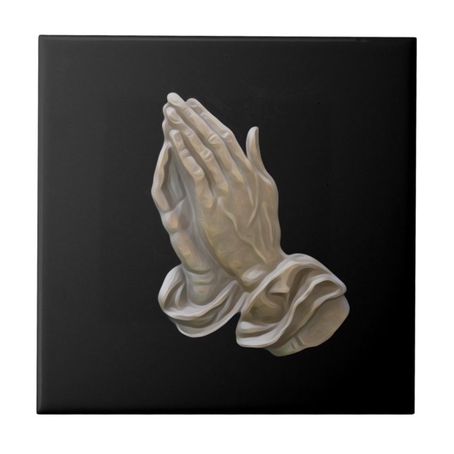 Painted Metal Looking Praying Hands Tile (Front)
