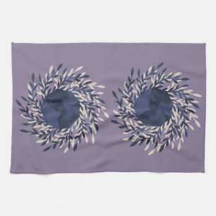 Painted moon laurel leaves swirl marble dish kitchen towel